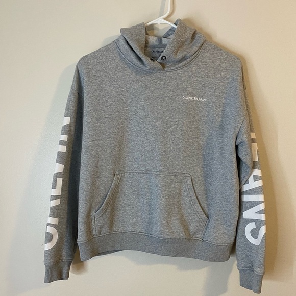 Calvin Klein Sweaters - Calvin Klein Jeans Y2K Gray women’s Hoodie size small cotton blend